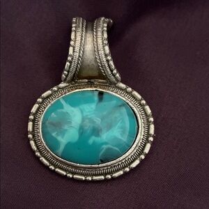 Vintage Turquoise and Silver-tone Pendant